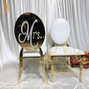 Sang trọng thép không gỉ đám cưới ông và Bà Trở lại cô dâu và chú rể vài ghế - Product Image 4