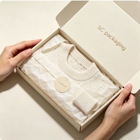 Ensemble d'emballage personnalisé en carton ondulé avec autocollants logo, papier de soie, sacs en papier et cartes cadeaux