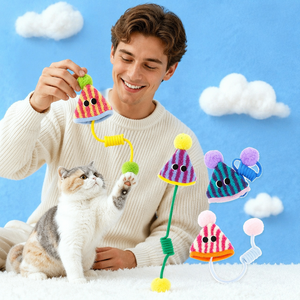 Jouet en peluche pour <span class=keywords><strong>chat</strong></span> pour l'auto-entretenissement et le soulagement de l'ennui, à suspendre à la porte, avec corde élastique, baguette de stimulation et papier froissé à ressort - Product Image 2