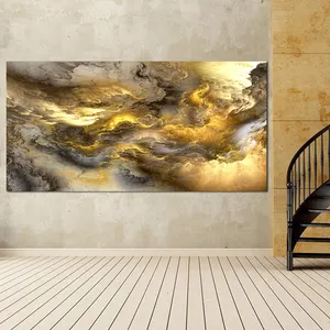 Living Room Decor Large Size Wall Art Prints Cloud Abstract Colorful Light Brown large cloud wall art