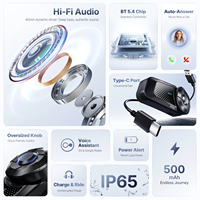 Casque de moto Fodsports FX-S C Bluetooth 5.4, étanche IP65, haut-parleur stéréo, accessoire universel pour casque de moto
