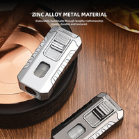 Briquet à cigares triple flamme personnalisé avec logo laser JH Wholesale, en alliage de zinc, design jet, rechargeable