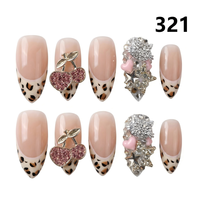 1391-1395  Kuku Palsu Buatan Tangan 10pcs Bahan Press-On Model Almond Desain Ukiran Bunga Kustom Modis Bentuk Kotak untuk Jari