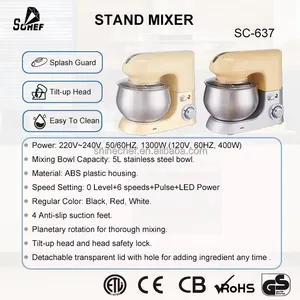 Máy trộn thực phẩm đa năng, 6 tốc độ, đầu nghiêng, bằng thép không gỉ, dùng cho gia đình, sản xuất theo đơn đặt hàng (OEM/ODM) - Product Image 3