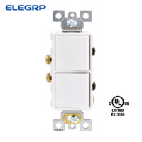 Interruptor de Pared Combinado ELEGRP, Dos Interruptores Basculantes de un Polo para Uso Residencial, Salida de Fábrica, 15A 120V, Autoconectado a Tierra