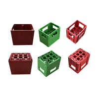 Caisse à bière et à vin empilable en plastique maillé recyclable de haute qualité certifiée ISO9001, 12 trous, 24 bouteilles, 530x360x320mm, multicolore