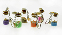 Mini porte-clés bouteille en verre coloré avec pendentif souvenir fait main coquillages pour cadeaux de plage créatifs