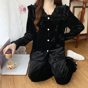 Winter Velvet Pajama <strong>Piyama</strong> <strong>Pyjamas</strong> Sets Long Night Suit Baju Tidur Pijamas Mujer Women's Sleepwear - Product Image 5