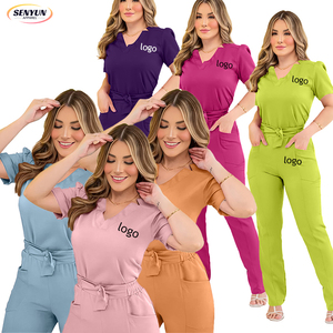 ชุดยูนิฟอร์มพยาบาล/แพทย์ ฤดูร้อน ปี 2025 รับทำโลโก้ ชุดทำงานโรงพยาบาล ขายส่ง กางเกงทรงตรง ชุดสครับแพทย์หญิง 2 ชิ้น - Product Image 1