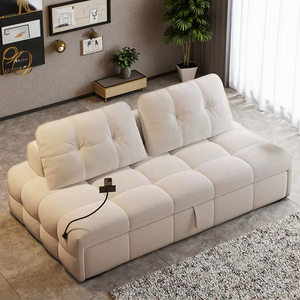Canapé <span class=keywords><strong>convertible</strong></span> moderne de style 2025, blanc crème, avec fonction de tirage, canapé-<span class=keywords><strong>lit</strong></span> en tissu pour salon avec support pour téléphone portable - Product Image 6