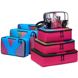 Yzaoll - Cubos de embalagem unissex para viagens, moda básica com fecho de zíper, sacos organizadores de bagagem para malas, padrão carta