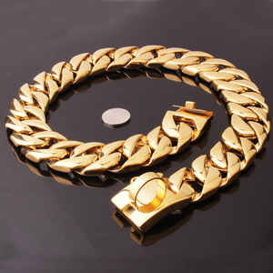 Collari per Cani di Lusso Dorati, Kit Catene Hip <span class=keywords><strong>Hop</strong></span> per Animali Domestici, Collare a Strozzo, Guinzaglio XL, Catena Cubana per Cani Bully - Product Image 5