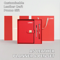 Ensemble de carnet de notes en cuir personnalisé A5 avec reliure cousue, stylo à encre gel, couverture rigide, cadeau d'affaires