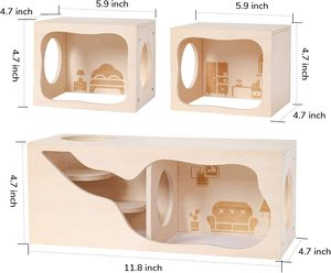 Escondite para Hámsteres, Casa de Madera, Cámara, Túnel para Mascotas Pequeñas, Juguetes de Exploración, Refugio Secreto para Hámsteres Enanos - Product Image 2