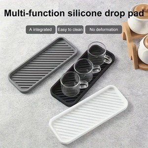 Rectangular Striped <b>Silicone</b> Sink Protector Mat <b>Waterproof</b> Drain Tray Bathroom Storage Tray - Product Image 3