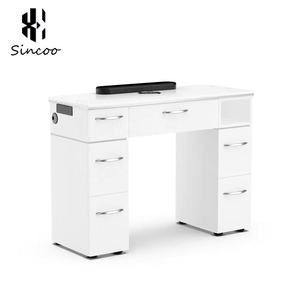 Modern Wood Color Customizable Single Double Triple Quadruple Positions Seats <b>Foldable</b> Nail Tech Table Ventilation Living Room - Product Image 5