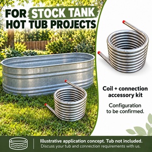 Kit de Serpentín para Bañera de Hidromasaje a Leña, Intercambiador de Calor de Acero Inoxidable 304 con Mangueras y Accesorios - Product Image 2