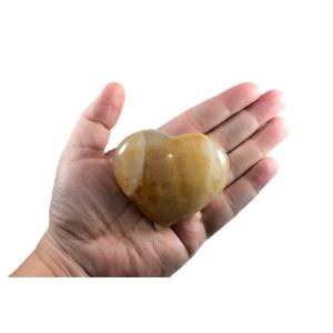 Coeurs gonflés en quartz doré de guérison, pierres précieuses polies artisanales, Feng Shui, optimisme, énergie, amour profond, équilibre, mariage, maison - Product Image 1