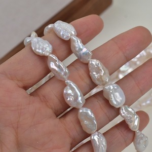 Collar de perlas naturales de agua dulce con forma Barroca <span class=keywords><strong>Biwa</strong></span> de 8-14mm, joyería fina, perlas sueltas de pepita DIY - Product Image 4