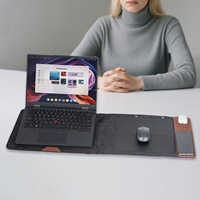 Sacoche multifonctionnelle universelle en similicuir pour tablette et souris, avec chargement sans fil, pour ordinateur portable 13-16 pouces