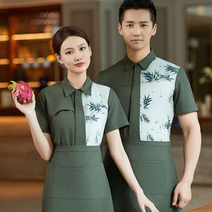 クールなウェイターとウェイトレスのユニフォーム無地の女性の作業服Tシャツレストランの仕事の安全シャツのためのポロ - Product Image 5