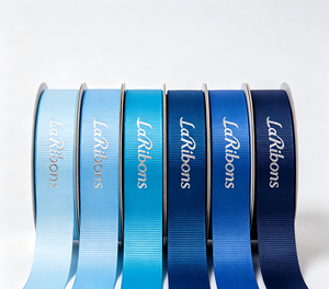 High Density Polyester Grosgrain <b>Ribbon</b> Custom Brand Printing Blue Series For Gift Bouquet Wedding Decoration - Product Image 3