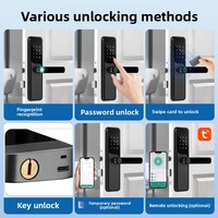 Serrure intelligente TT Lock, empreinte digitale, mot de passe, carte, télécommande, application cloud, alliage d'aluminium, porte en bois, sécurité de niveau B pour la maison et l'hôtel