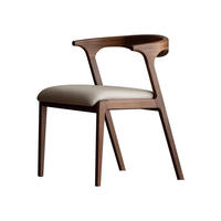 Chaise de salle à manger rembourrée en bois massif avec accoudoirs, chaise latérale rembourrée en cuir PU pour salle à manger, cuisine, restaurant, meubles de maison
