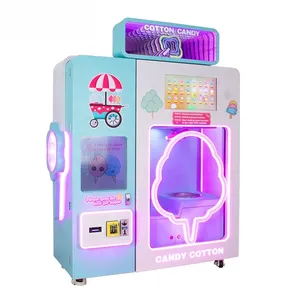 व्यापार मॉल रोबोट स्वत: कपास कैंडी मशीनों गुलाबी मिठाई सोता फूल मिनी कैंडी कपास वेंडिंग मशीन
