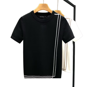 Pull en maille à col roulé pour homme, coupe classique, manches courtes, uni, décontracté, 100 % coton, 300 g, PRIMEAGE INDUSTRIES, Printemps Automne 2025 - Product Image 1