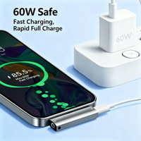 Adaptateur audio USB C vers 3,5 mm avec charge PD 60W, répartiteur Type C 2 en 1 en aluminium pour iPhone 16, Samsung, iPad, MacBook, ordinateur portable