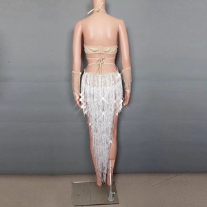 NOVANCE Jeune Femme S Mode 2022 Blanc Tassel Sexy éblouissant Cristal <span class=keywords><strong>Cos</strong></span> Robe Dos Nu Chaude Sexy Dames Robe pour Discothèque - Product Image 5