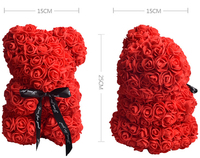 Mignon et populaire : Ours en roses éternelles RB25 de 25 cm, fait main, en mousse aérienne, avec boîte cadeau noire