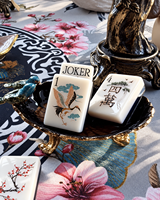 Ensemble de Mahjong américain haut de gamme, 160 tuiles en acrylique, motif floral de jardin chinois, dos blanc nacré et bleu, cadeau pour femmes