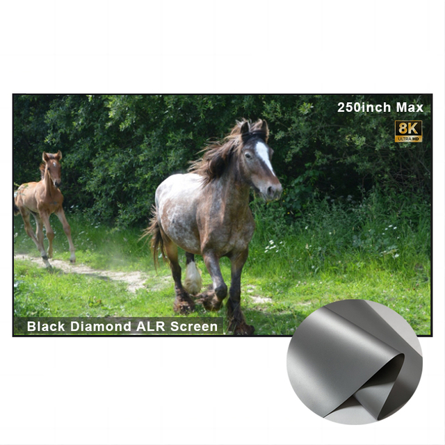 VisualMr 150-250 Inch ALR Black Diamond 4K Ultra HD 16:9 0.8 Gain Wall-mounted Fixed Frame Home Theater Projection Screen