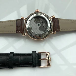 Montre automatique à phase lunaire fabriquée en Chine, boîtier en acier inoxydable 316L, résistance à l'eau 5 ATM, bracelet en cuir véritable, <span class=keywords><strong>2023</strong></span> - Product Image 4