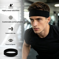 Bandeau de sport en polyester absorbant la transpiration, couleur unie, pour la course à pied, le fitness, le basketball/football, antidérapant, très élastique