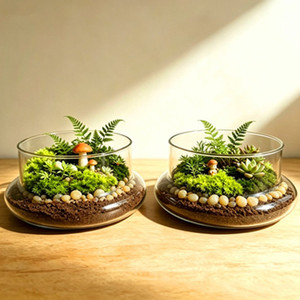Centro de Mesa Decorativo para el Hogar, Maceta Hidropónica de Boca Ancha, Recipiente Floral, Florero de Vidrio Soplado a Mano - Product Image 4
