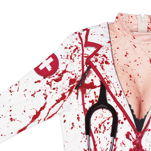 Halloween <span class=keywords><strong>Terror</strong></span> enfermera Zombies mujer Vestido de manga larga Sexy Slim Fit Cosplay disfraz para fiesta TV y película inspirado - Product Image 4