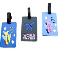 Kreativer Cartoon-Flugzeug PVC-Kartenhalter Wasserdichter Langlebiger Gepäckanhänger Check-in-Etikett FJ-002 Niedlicher Check-in-Anhänger