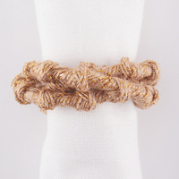 Anneau de serviette en jute tissé personnalisé, vente en gros d'usine, support de serviette en tissu marron duveteux pour la décoration de table de mariage et de fêtes
