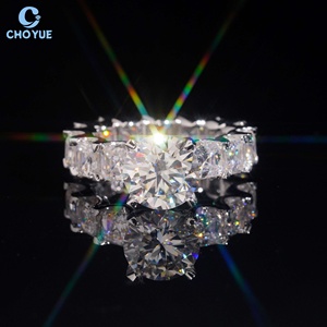 Luxury Wedding Asscher Moissanite Band <b>Iced</b> Out Solid Sterling Silver 925 Hip Hop Jewelry Moissanite Diamond Engagement <b>Ring</b> - Product Image 1