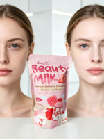 Poudre de Collagène Peptidique OEM Éclaircissante à la Fraise - Certifiée ISO, Hydratante et Éclaircissante pour la Peau, 18g, Multi-saveurs, Nutritive