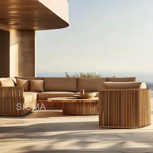 neue lieferung beliebteste luxusvilla modernes take-holz gartenmöbel terrassensofa-set neues design