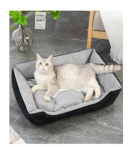 ドロップシッピング 骨柄 長方形 リバーシブル カドラー ペットベッド 暖かい 柔らかい 洗える 四季対応 犬猫用室内ケネル - Product Image 4