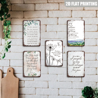 Letrero Metálico Floral con Versículo Bíblico, Decoración de Pared con Escritura Inspiradora para Dormitorio, Hogar o Granja