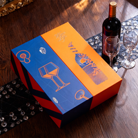 Boîte cadeau en papier de luxe avec logo personnalisé imprimé, en carton, pour bouteille de vin rouge ou de vodka, avec gobelet, double porte magnétique et insert en mousse