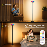 Lámpara de Pie Inteligente RGB con Efecto de Ondas de Agua, RGB+CCT, Ritmo Musical, Control por Aplicación, para Dormitorio o Fiestas