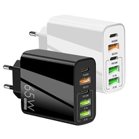 Colokan AS/EU/UK Pengisi Daya Cepat 65W PD20W+QC3.0 3 Port USB + 2 Port Tipe-C dengan Proteksi OTP/OVP untuk Ponsel & Tablet