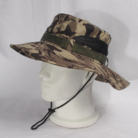 Logo personnalisé Camping Casquette de pêche Safari Sun Boonie Hat Custom Camo Bucket Hat avec ficelle
